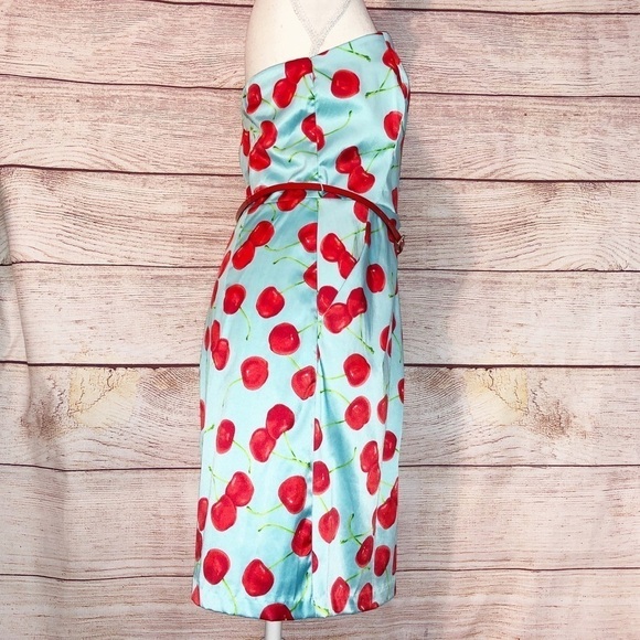 Teeze Me Blue and Red Cherry Strapless Dress Size 9 - Picture 3 of 12